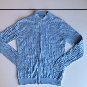 Cashmere cable zip cardigan
